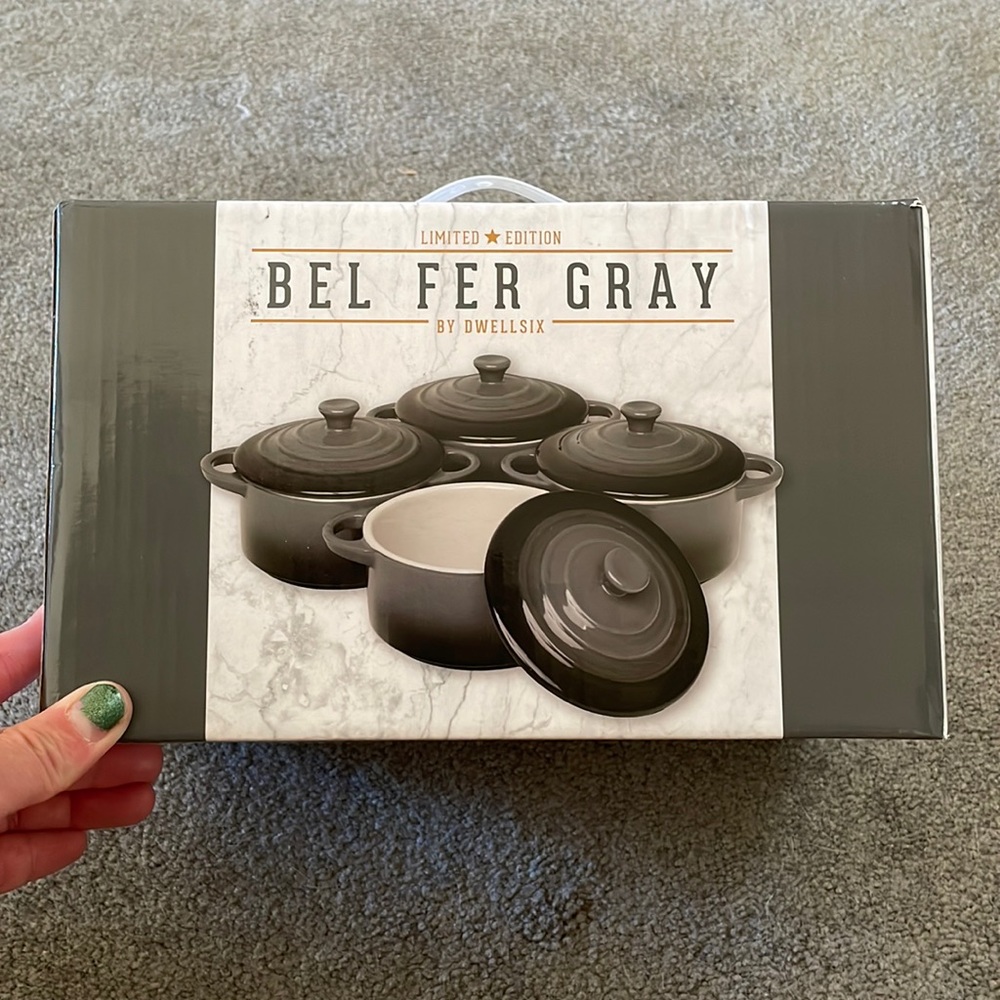 Bel Fer Gray 4 Mini Ceramic Cocottes
